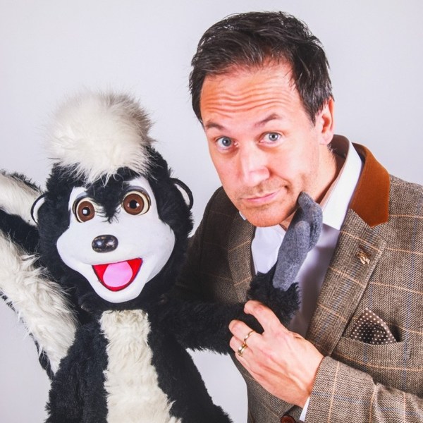 Steve Hewlett with his skunk figure